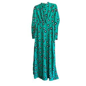 ASOS Women’s Green Floral Long Sleeve Maxi Dress Mock Neck Size US 8
